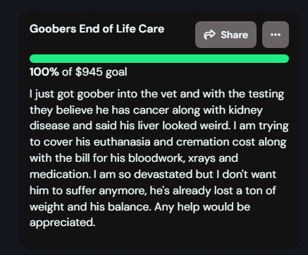SoapyDemonTTV's tweet photo. 😭😭😭 I want to thank everyone who donated and shared and thank you for helping me get Goober in before his meds run out. I talked to the Vet today and he is going in on Monday. I will pet him as much as I can for you guys before he is gone. 😭😭😭 https://t.co/M0UmCegFK6