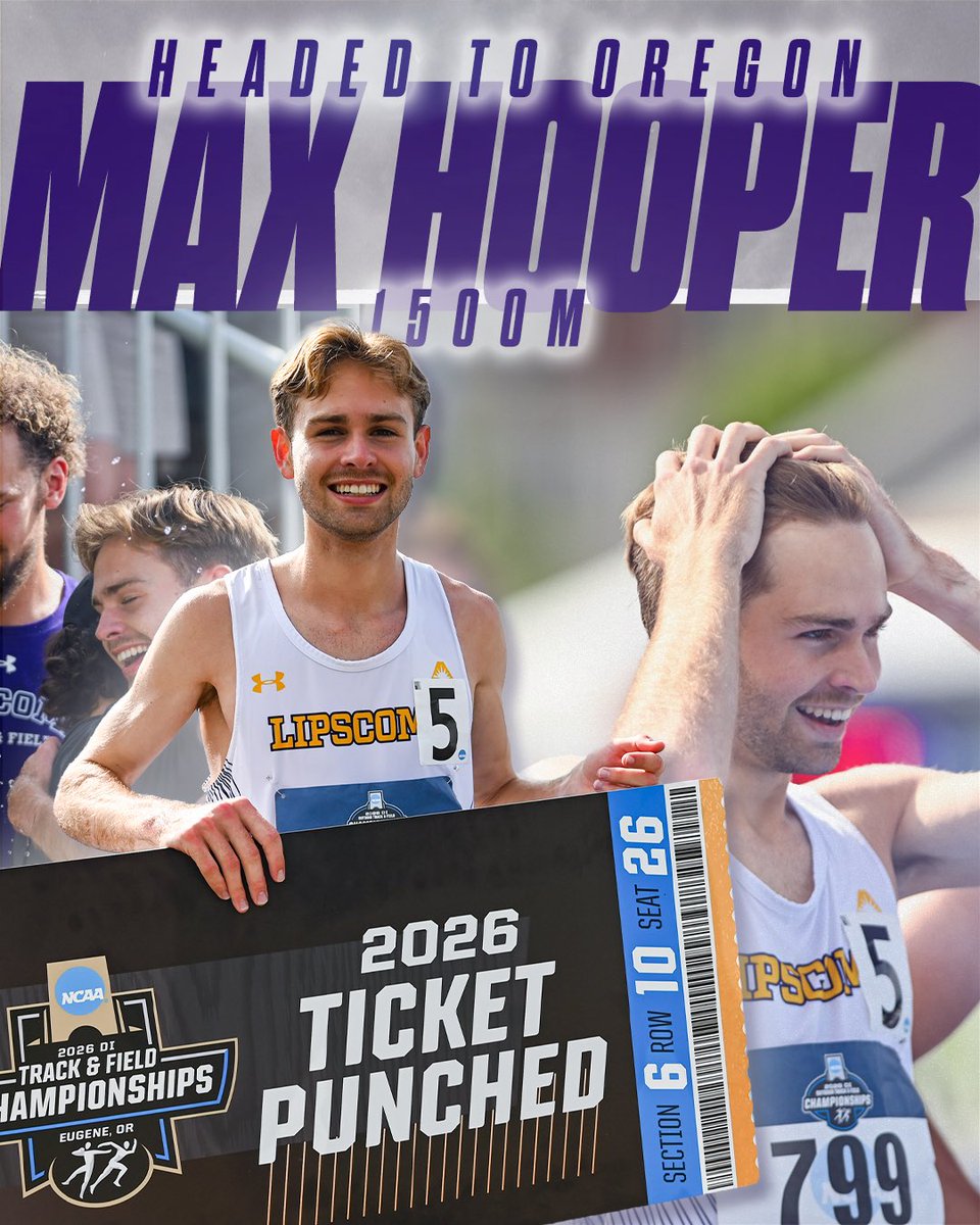 LipscombXCTF's tweet photo. Ticket punched 🎟️😤

In a RECORD BREAKING 3:39.33 1,500m, Max Hooper punches his ticket to Nationals in Eugene, Oregon 🤯🔥

#IntoTheStorm ⛈️ | #HornsUp 🤘 https://t.co/FateYHDO8A