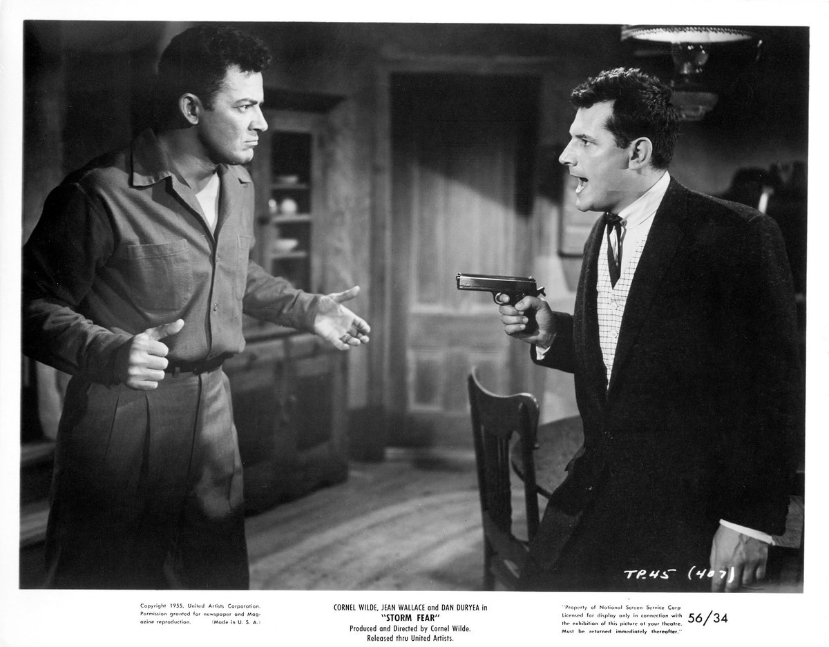 Plo951's tweet photo. ~
I watched 'Storm Fear' (1955), its a campy trampy B-Noir. Cornel Wilde is a tour de force as the director, producer, and lead actor. 

It pretty much takes place in one location. Each character is wonderfully flawed. It's not great, but I like this movie.

#FilmNoir https://t.co/iRvWSZhGgR