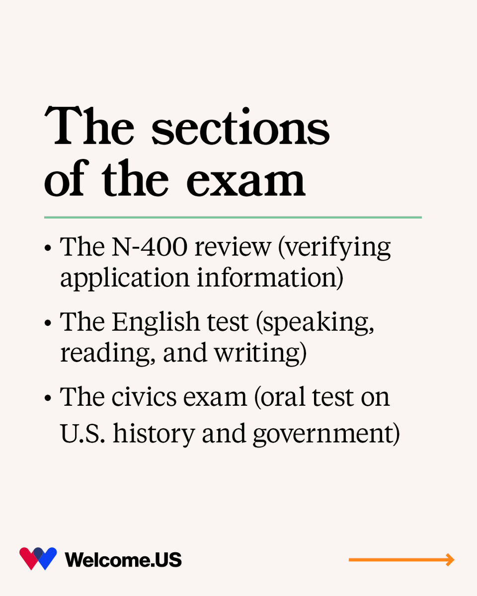 welcomeus's tweet photo. The citizenship exam is the culmination of years of hard work and persistence. It’s a demanding journey, but once completed, highlights the dedication of new Americans who chose to make this country their home. ✨
🔗Learn more about the exam: https://t.co/5elhJFSeWb 

#BeAWelcomeer #CivicsExam #Citizenship