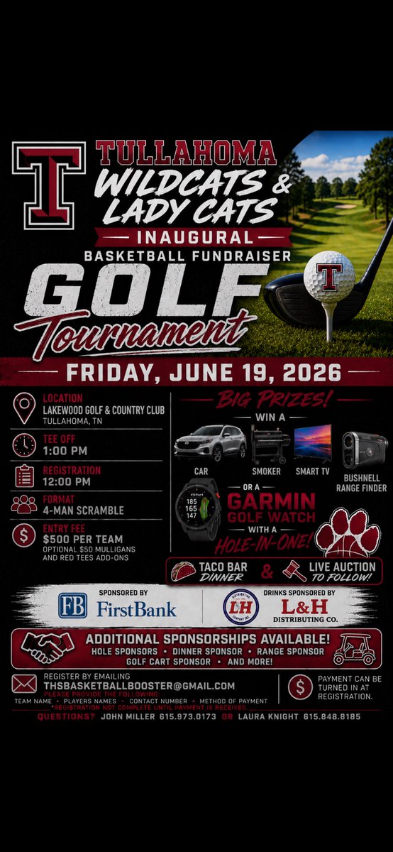 THSHoopCats's tweet photo. GOLF tournament June 19th.  Come out and play or sponsor a hole. https://t.co/hTGWy42uK2
