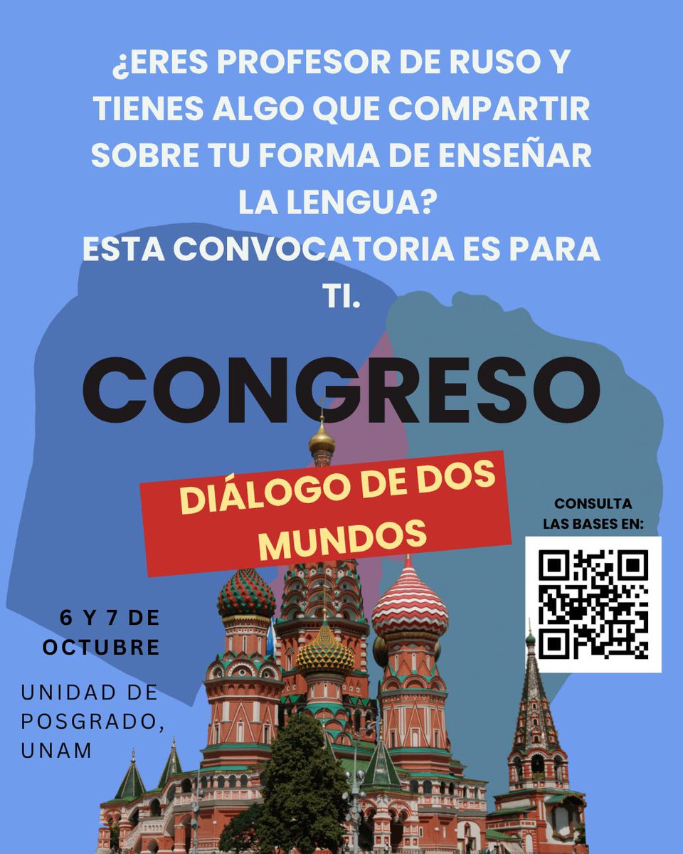 kukurusa_AMERE's tweet photo. ¿Eres profesor(a) de ruso 🇷🇺 como lengua extranjera y tienes algo que compartir sobre tu forma de enseñar la lengua? Esta convocatoria es para ti. 🕵️‍♀️

Recepción de propuestas al correo congresosamere@gmail.com, hasta el 20 de julio. 📅👉 https://t.co/NnqWASYRC1

#Convocatoria https://t.co/Vq3tF7Te69