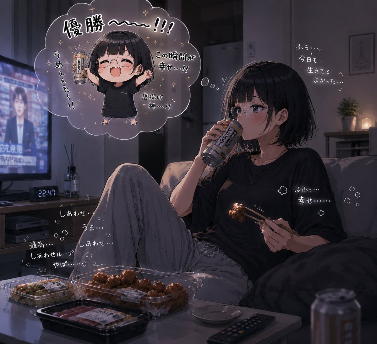 #シズちゃん先生の休日
晩酌して幸せをシズちゃん先生 