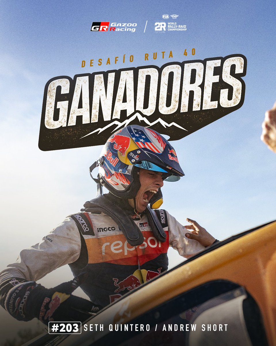 ToyotaGRMX's tweet photo. ¡Gran resultado para nuestro equipo en Argentina! 🇦🇷
Unos increíbles de Seth Quintero y Andrew Short nos dan la victoria en la 3er fecha del campeonato 🔥
#ToyotaGazooRacing #TGR #Ruta40 #W2RC https://t.co/6qi3MZyWsu