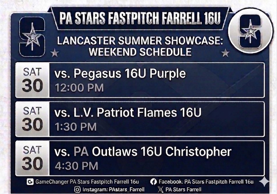melinafarrell28's tweet photo. First tournament of the summer super excited to be back!!! @pastarsfarrell @PaPrepLive @BigTimeSoftball @d2softball @PA_recruit @TopPreps https://t.co/WTACcFliXv