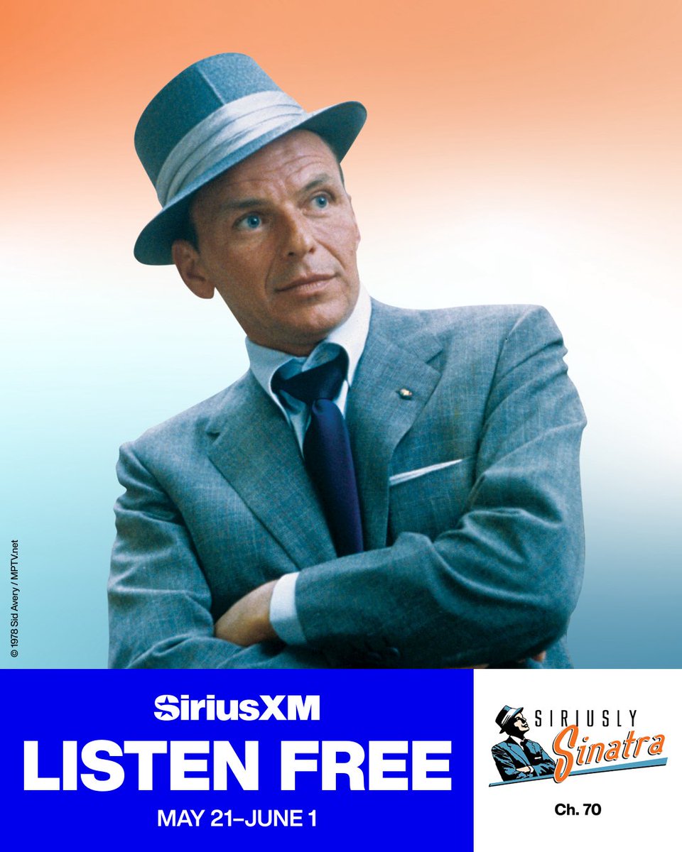 franksinatra's tweet photo. The SiriusXM Listen Free Event is happening now through June 1! Listen to SiriusXM free in your car—100+ channels of music, sports, and talk, including the Great American Songbook on Siriusly Sinatra (Ch. 70). Learn more:
https://t.co/DGUVghbBEo https://t.co/xZX6AlvDYR