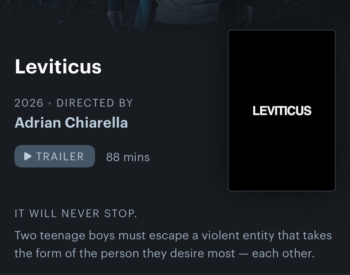 alecharrison17's tweet photo. @letterboxd when are you gonna update the poster for leviticus? asking for a friend 🥺🥺 https://t.co/HbFaEnvupY