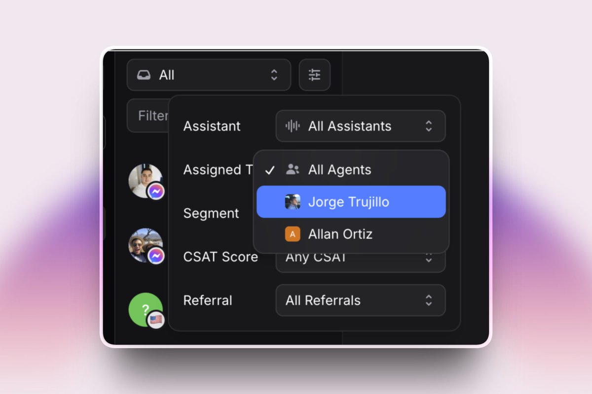 UseInvent's tweet photo. Agent Inbox Filter.

Filter the inbox by human agent. See exactly what each teammate is handling or jump into someone's queue when they're out.

Less "who's got this?" https://t.co/siiXqBRBSq