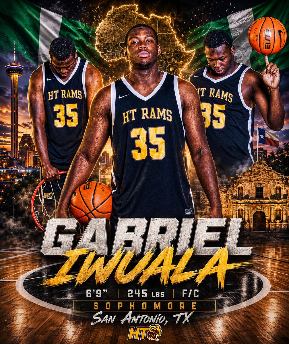 htbasketballram's tweet photo. MAN IN THE MIDDLE- IGBO NIGERIAN blood strong in the paint.  6’9 245lbs F/C - sophomore Gabriel @iwualagabriel21 - Iwuala attended Waco Midway, via San Antonio..bloodline strong, his sister @ChristeenIwuala is in the @wnba and Gabe is ready to carve his identity🇳🇬 @NigeriaBasket https://t.co/fm6qKaVveB