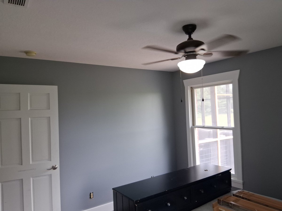WeHelpUpaint's tweet photo. Interior painting Springfield MO 🎨 Bedroom makeover: slate gray walls + crisp white trim/doors. Full interior repaint by ColorTrends Painting. Professional house painters serving Springfield &amp; surrounding areas. Free estimates available.
https://t.co/hEBppDIUq4 
(417) 379-5587 https://t.co/H2Gb5l8sCQ