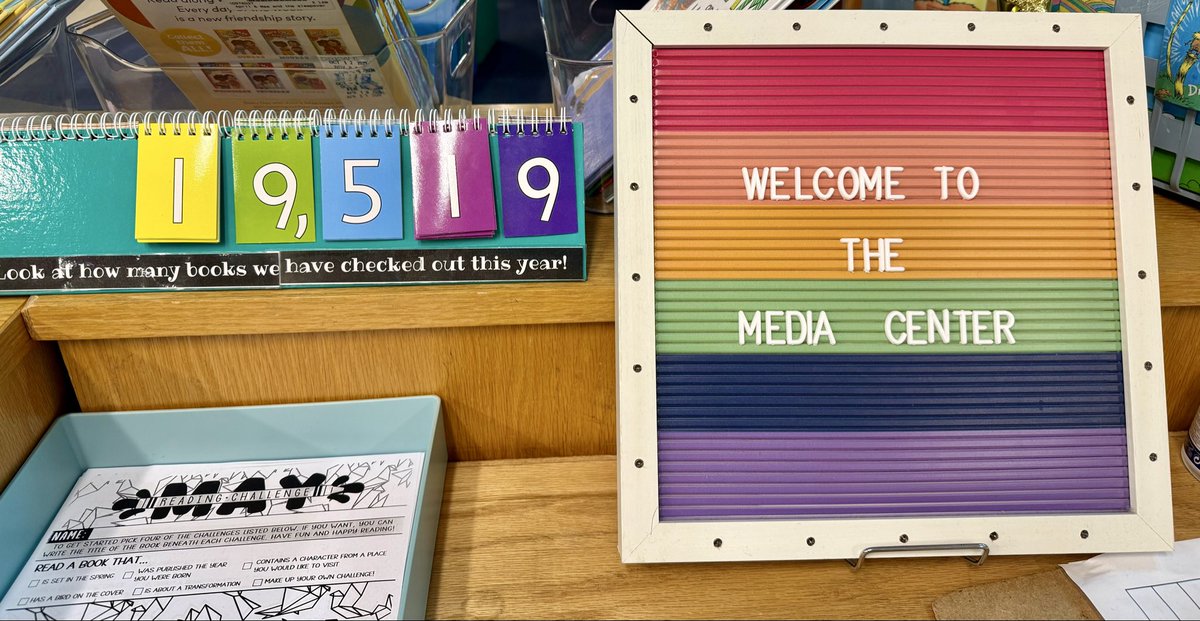 LoriTecler's tweet photo. Today was the final day for book checkout this school year. We ended at 19,519 books, which is 1,500 more than last year. For a small school with under 450 kids, not too bad! Definitely building a culture of reading! #SchoolLibrary https://t.co/3o7Re1feL1