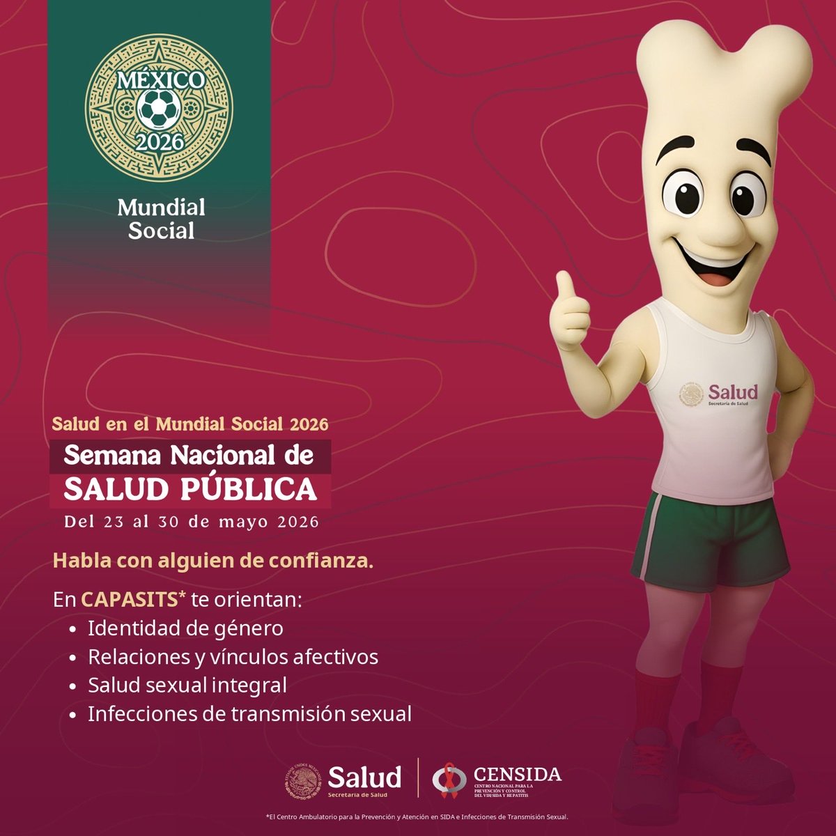 CdmxClinica's tweet photo. 💬 Hablar también es una forma de cuidarte.
Acércate, infórmate y resuelve tus dudas sobre salud sexual en un espacio seguro y con orientación profesional. 🤝
#SaludPública #SaludSexual #Prevención #CAPASITS #SemanaNacionalDeSaludPública @SSaludCdMx @censida https://t.co/fqZDGWyewg