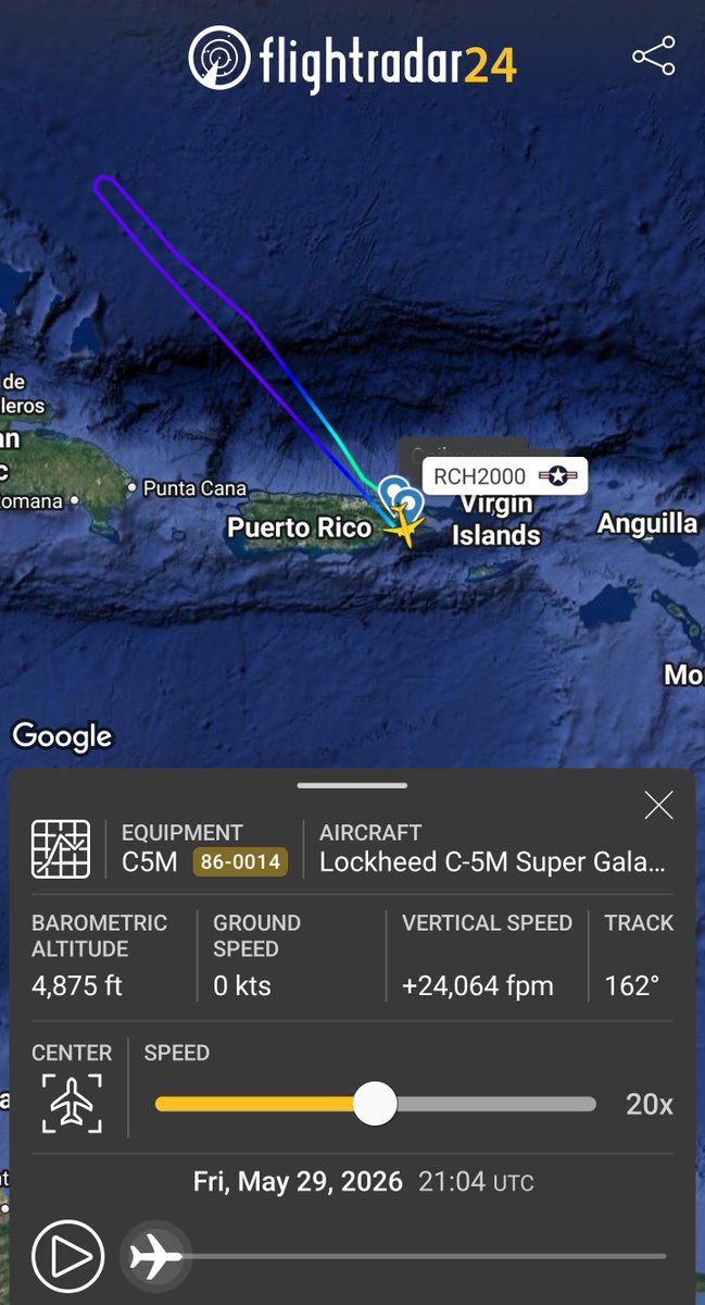 sipjack1776's tweet photo. C-17A Globemaster III 🇺🇲 
#AE056B/86-0014/RCH2000
Departed Ceiba earlier tracking NW, turned around and landed back at Ceiba. 🤔
@Borrowed7Time @r4streando @MichaelBonet8 https://t.co/CLCPLXjsNX