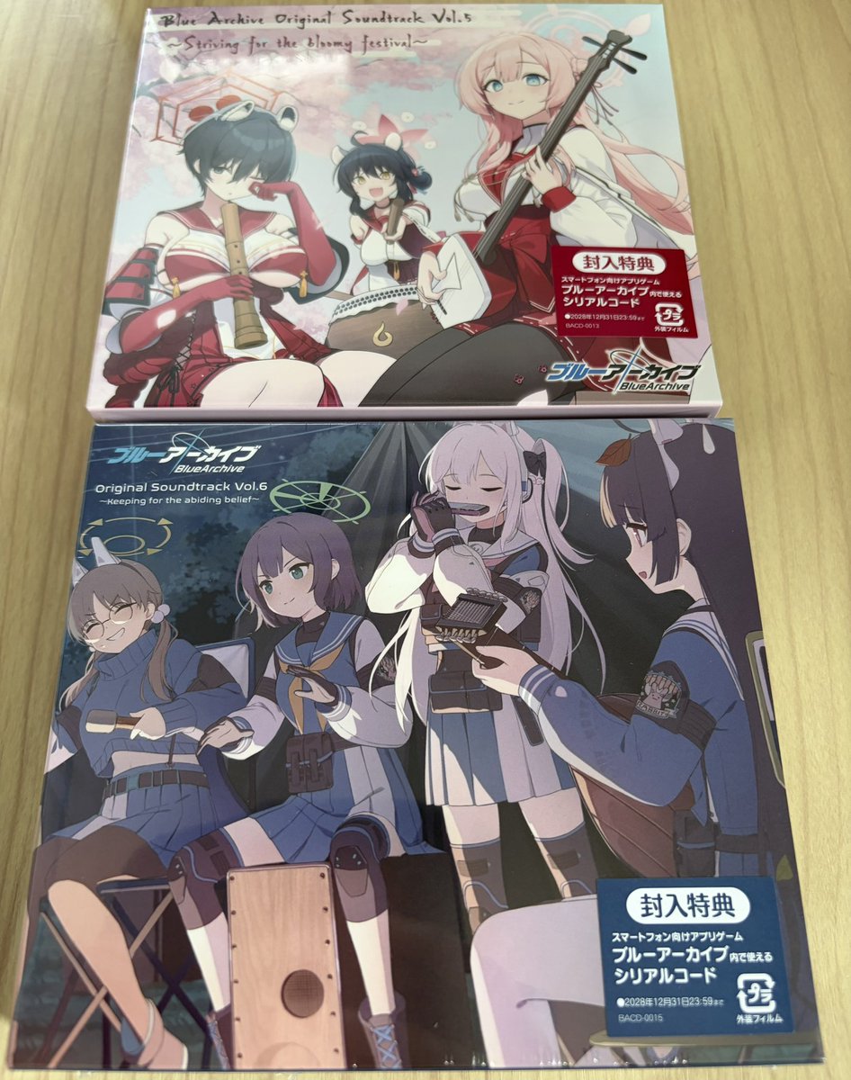 ブルアカのサントラVol.5と6昨日届いてた🙌 サントラはあと1と2で