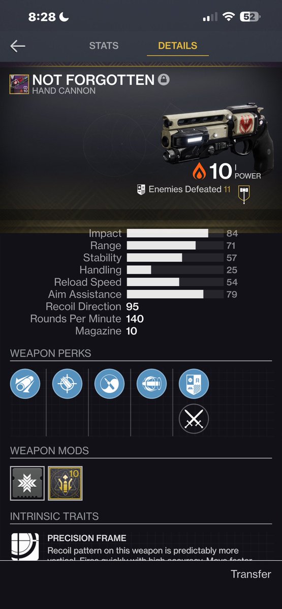 Gritter79's tweet photo. @Destiny2Team @Cozmo23 Please revert “Not Forgotten” and “Luna’s Howl” back to their 180 rpm versions. Please. https://t.co/nUElGQ9vt6
