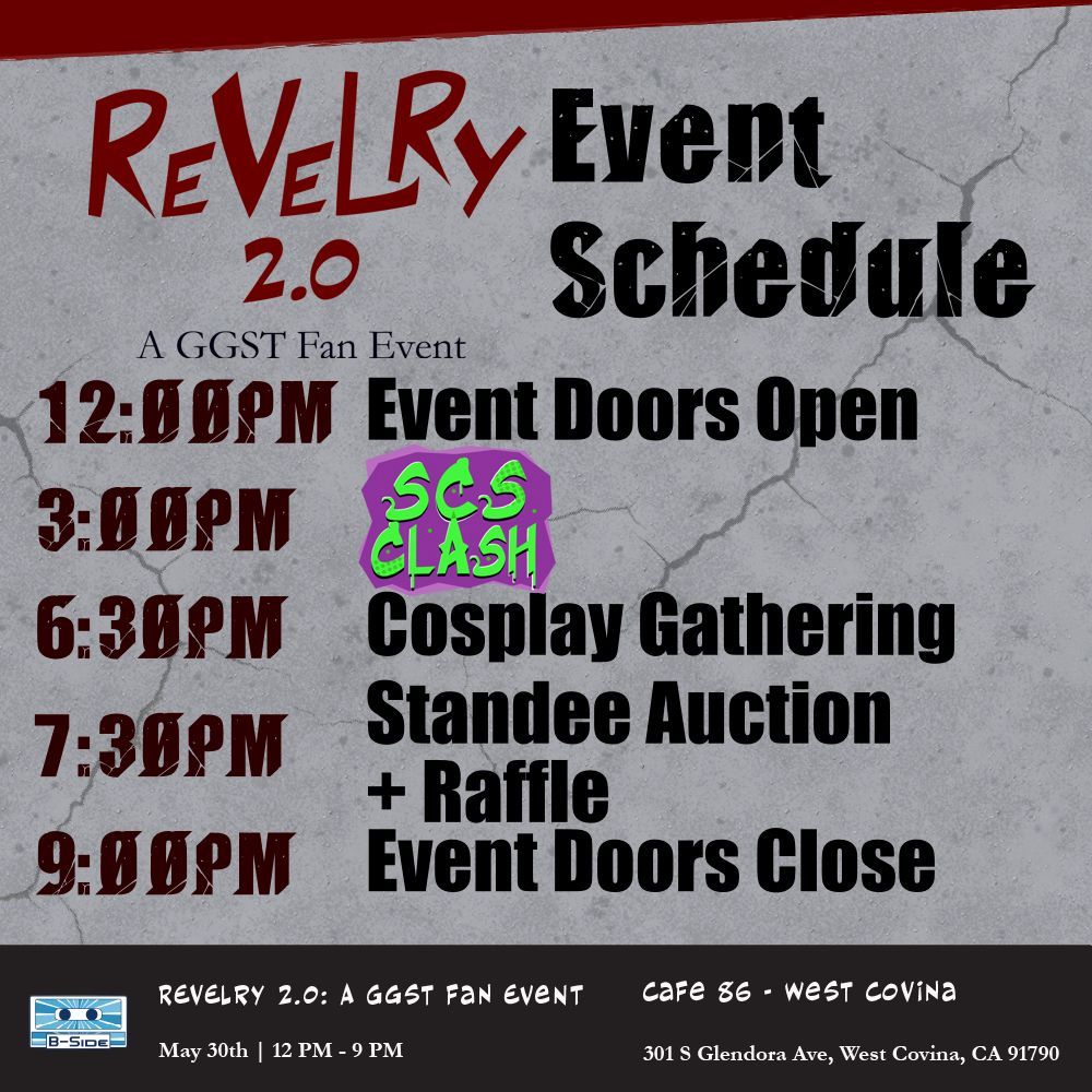 Events_BSide's tweet photo. ⚙️ Schedule reveal ⚙️ 

Here is the schedule for Revelry 2.0. Get ready for an exciting day of events! 

#GGST #FGC #Cupsleeve https://t.co/P3iDDP8UiA