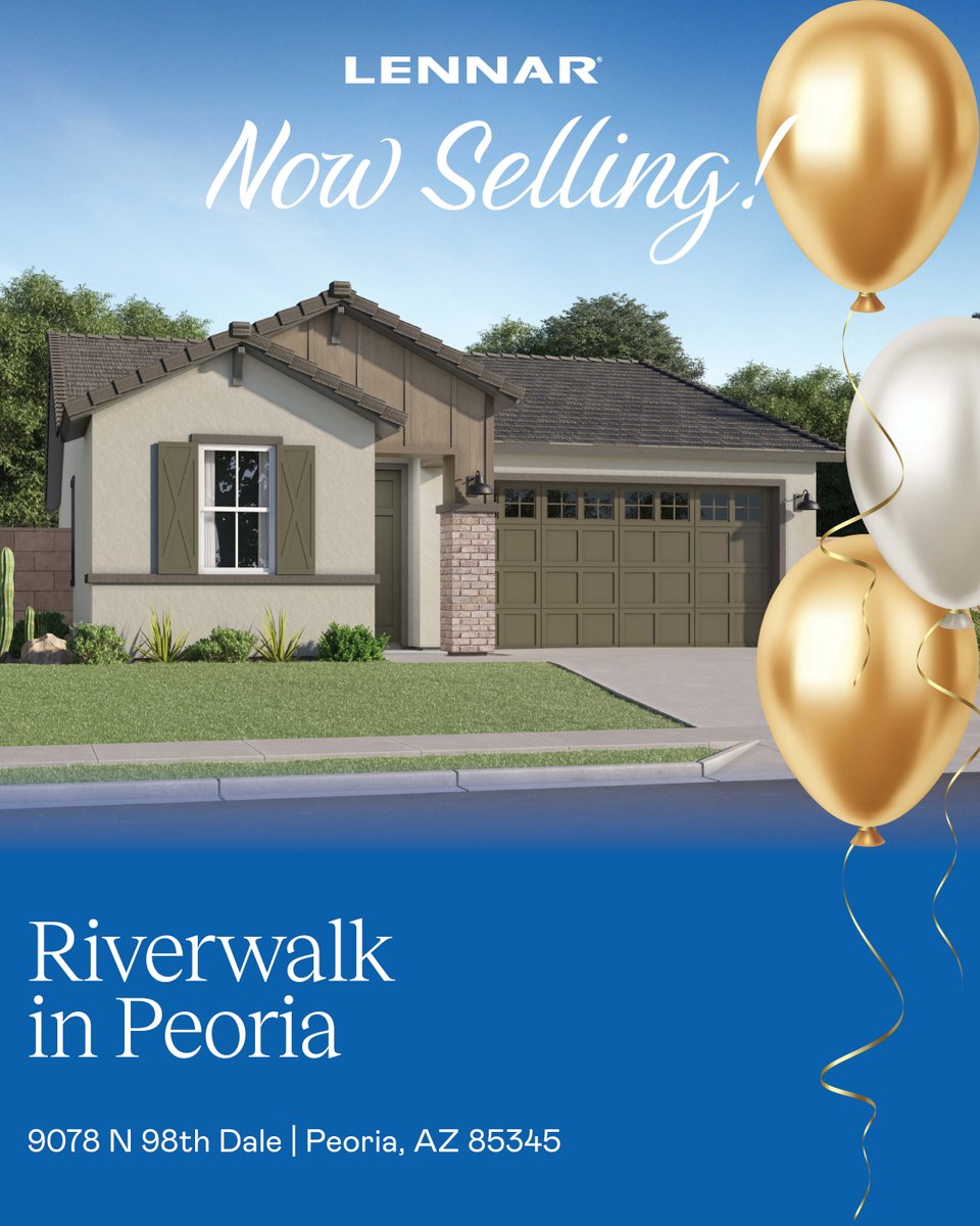 LennarPhoenix's tweet photo. 🏡 Get In Early at Riverwalk — Now Selling! Be Among the First to Explore New Homes, New Opportunities and Introductory Pricing. https://t.co/xHh9gFEXXj https://t.co/joxOi5nyvh
