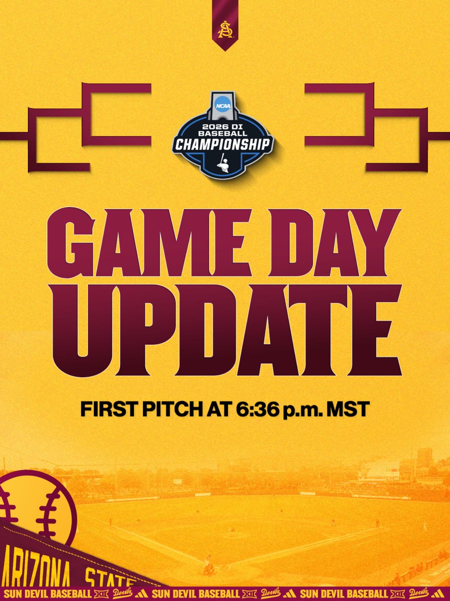 ASU_Baseball's tweet photo. 🚨First Pitch Update🚨

#ForksUp /// #Onward https://t.co/dsdvW6agfn
