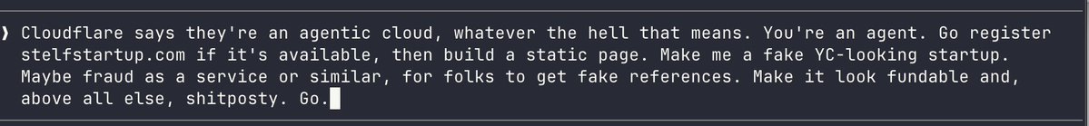 QuinnyPig's tweet photo. So @cloudflare has been saying they're an agentic cloud. Let's test the theory. WITH SHITPOSTING. https://t.co/gW5aqDcUcB