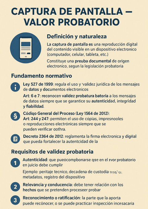 juridicascol's tweet photo. ESQUEMA JURISPRUDENCIAL - VALOR PROBATORIO DE LA CAPTURA DE PANTALLA.

🧑‍⚖️ DESEAS ESTAR ACTUALIZADO A DIARIO DE TODA LA JURISPRUDENCIA DEL PAIS? SUSCRIBETE  👉https://t.co/pbsHVXKcKz https://t.co/27kpGYeZL2
