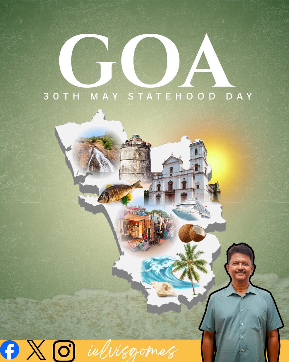 ielvisgomes's tweet photo. Happy Statehood Day to all Goans around the world! 
From the shores of Goa to every corner of the globe, today we celebrate our beautiful land, rich culture, and unbreakable Konkani spirit. Wishing you pride, joy, and prosperity! https://t.co/cDzIi0Qf0X
