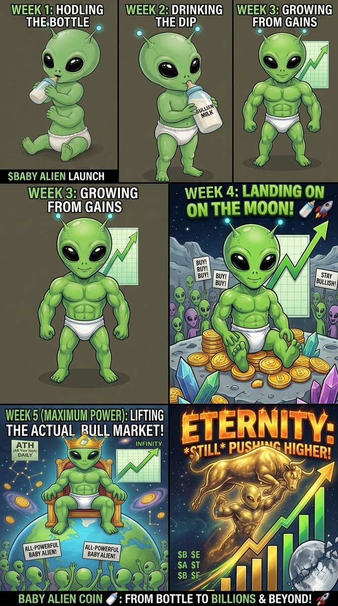 Cryptorider19's tweet photo. @justababyalien_ My Entry

From drinking out of a bottle to swallowing the entire galaxy. 🍼🚀
​You aren't just buying a memecoin; you are investing in an intergalactic superpower. Don't sleep on the dip, because $BABYALIEN doesn't walk—he warps space-time straight to the moon! 📈🪐​#BABYALIEN https://t.co/fn8eN9OSgR