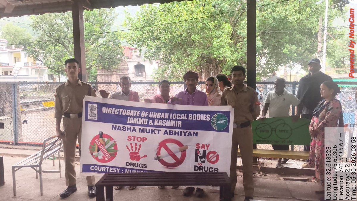 MunicipalComm11's tweet photo. Today on 30-05-2026, Municipal Committee Billawar conducted 10 nos. Nasha Mukt awareness drives/activities at different locations of MC Billawar. 
@SwachhJk @DiprKathua @districtadmkat1 @JammuUlb @md_sbm https://t.co/yjyy59awAT