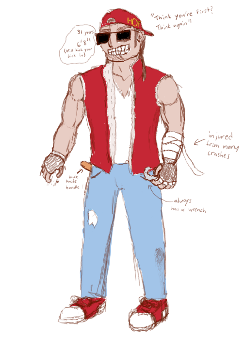 VantheSloth's tweet photo. Quick, crappy sketch of a bowie knife99 character design. Doubt I'll finish it, but it was fun to design a character with a shit eating grin lol https://t.co/xVUmxyaeIq