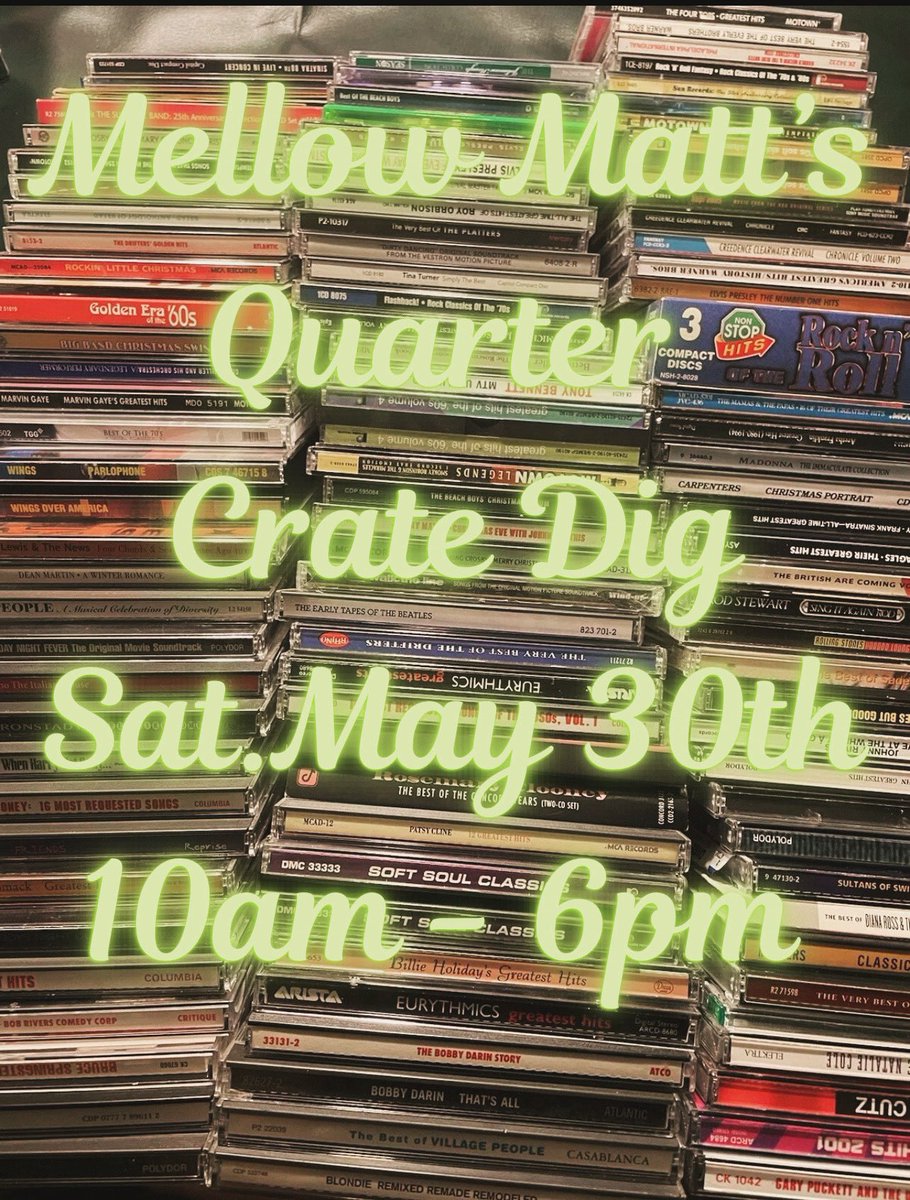 MellowMatts's tweet photo. Saturday is our famous Quarter Crate Dig! Come dig through hundreds of CDs, DVDs and records for only a quarter each! We’ll have the sidewalk stocked at 10 am! Look for a fresh dollar album selection! 
.
#quartercratedig 
#vinylcommunitypost 
#indierecordstore 
#cratedig https://t.co/Zs0kxnPDmo