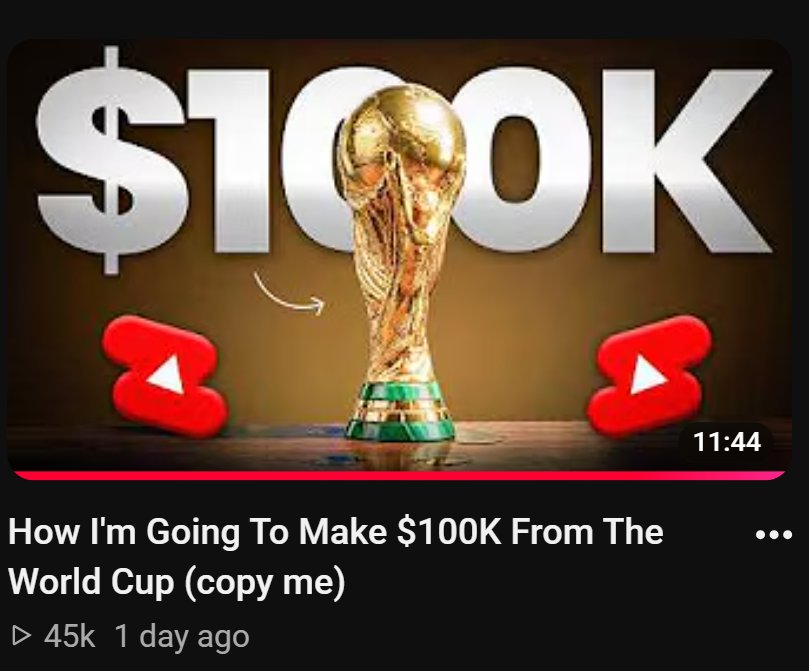 imRMehta's tweet photo. i made $725.49 from the world cup yesterday

by posting 30s football youtube shorts

imagine how much i'll be making when the tournament starts...

RT + reply "football" and i'll send you my completely free video guide https://t.co/pbU6CbIWlY