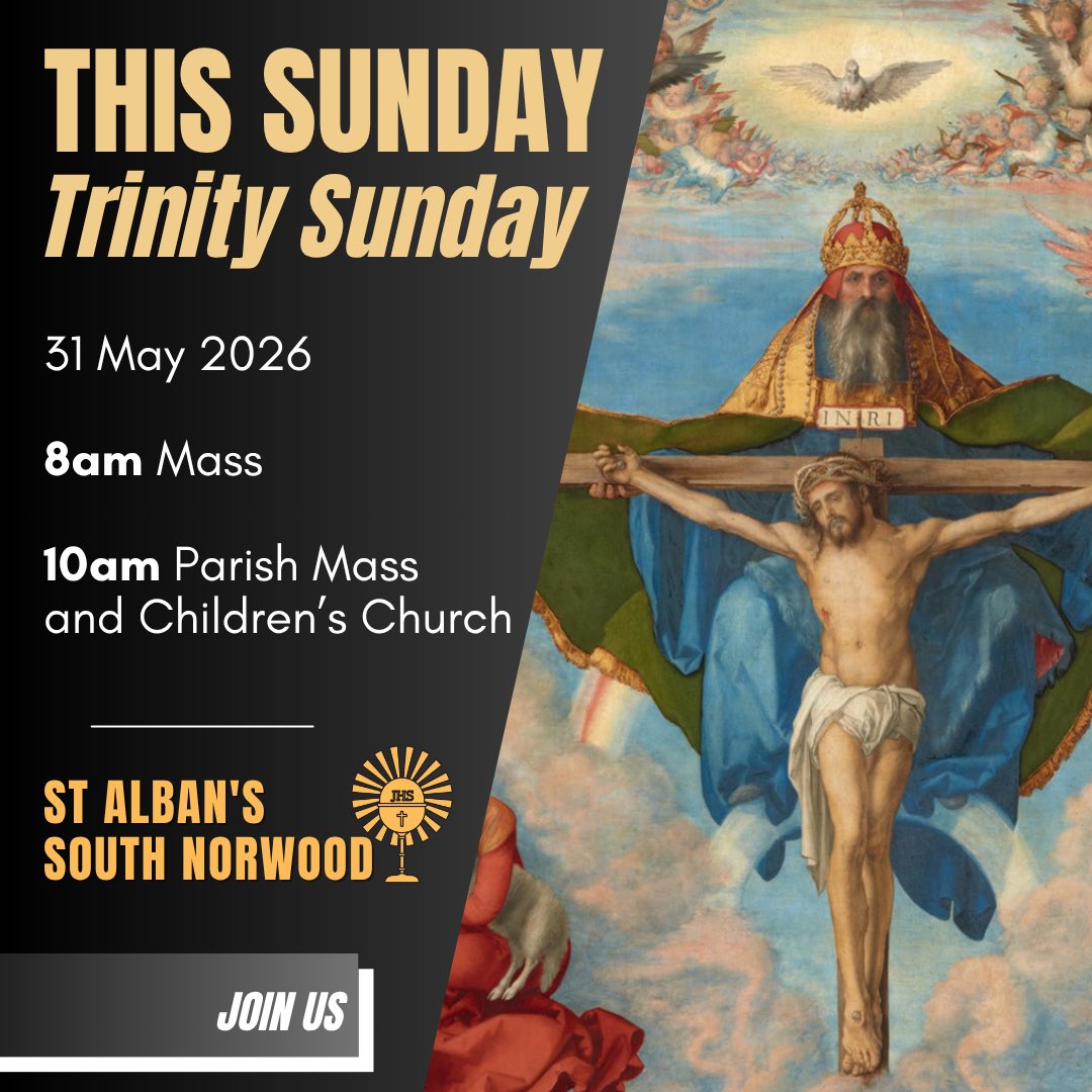 StAlbanSE25's tweet photo. This Sunday we celebrate Trinity Sunday, one of the great feasts of the Church, when we reflect on the mystery of God as Father, Son, and Holy Spirit.  All welcome to join us. https://t.co/XO58BYF1mM