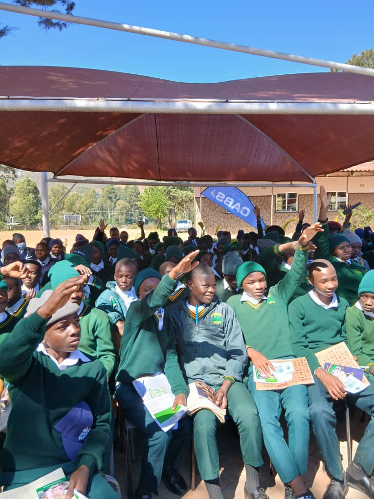 SECZIM's tweet photo. As the curtain comes down on Manicaland GMW celebrations, financial sector regulators visited Nyamhuka Primary School in Nyanga, where several schools gathered to learn about the various  roles, products and services within the financial sector. https://t.co/OmnZ1BYMw3