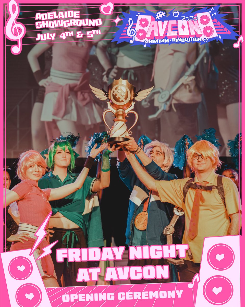 TeamAVCon_'s tweet photo. Friday night is AVCon Party Night!
Alongside Hoshi’s official pre party (https://t.co/RtCJwa66Hs), AVCon will have a rockin' and rollin' Friday line-up to kick off the AVCon weekend! 

Starting at 6pm with the official AVCon 2026 Opening Ceremony.  Featuring the misadventures of AV☆TAR the AVCon Idol group, special guest speakers, and live music performances from our performer line-up.

Then from 7pm to 10pm, one of AVCon’s most beloved events is back: QUIZ NIGHT!
Get ready for 10 rounds of anime and gaming trivia, packed with chaos, competition, and plenty of chances to prove your fandom knowledge. 
With our grand prize up for grabs, the legendary one and only $2000 Shin Tokyo prize box!

Best of all, entry on Friday is free for all AVCon ticket holders! 
Come along and also pick up your badge, meaning you can beat the line on the weekend!
Be sure to register for your free ticket, with teams of up to 10 people (https://t.co/g2xhooSgbR)

Assemble your crew and get ready for an action packed weekend!