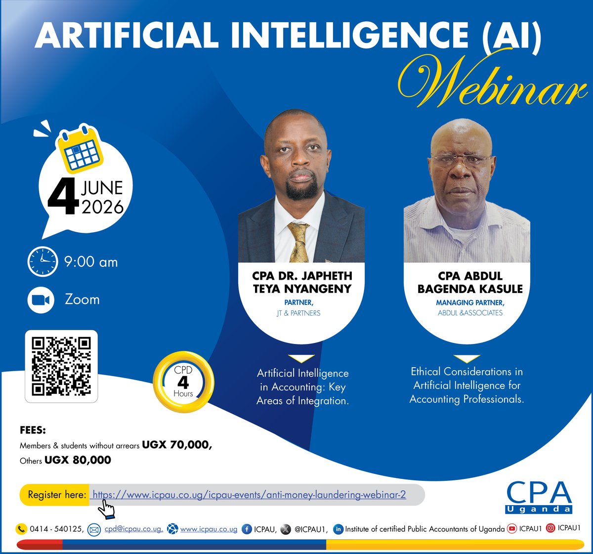 ICPAU1's tweet photo. As accountants and professionals, the question is no longer “Will AI affect my career?” but rather “Am I ready for it?”

Join us for this insightful webinar and discover how Artificial Intelligence is transforming accounting, business and decision-making while exploring the ethical responsibilities that come with it.

Register today: https://t.co/7IChAgjgbf

#AccountingAndAI
#ICPAUCPDs
