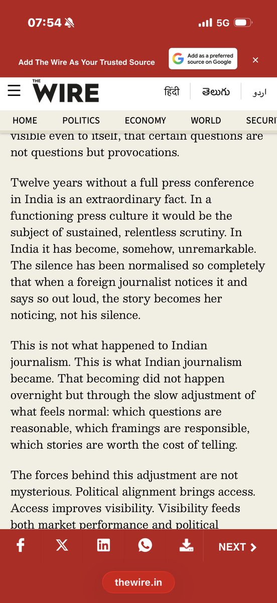 HelleLyngSvends's tweet photo. «The silence has been normalised so completely that when a foreign journalist notices it and says so out loud, the story becomes her noticing, not his silence», writers @shyamtekwani. 

Thank you for breaking it down. https://t.co/TdPIFiCZyG