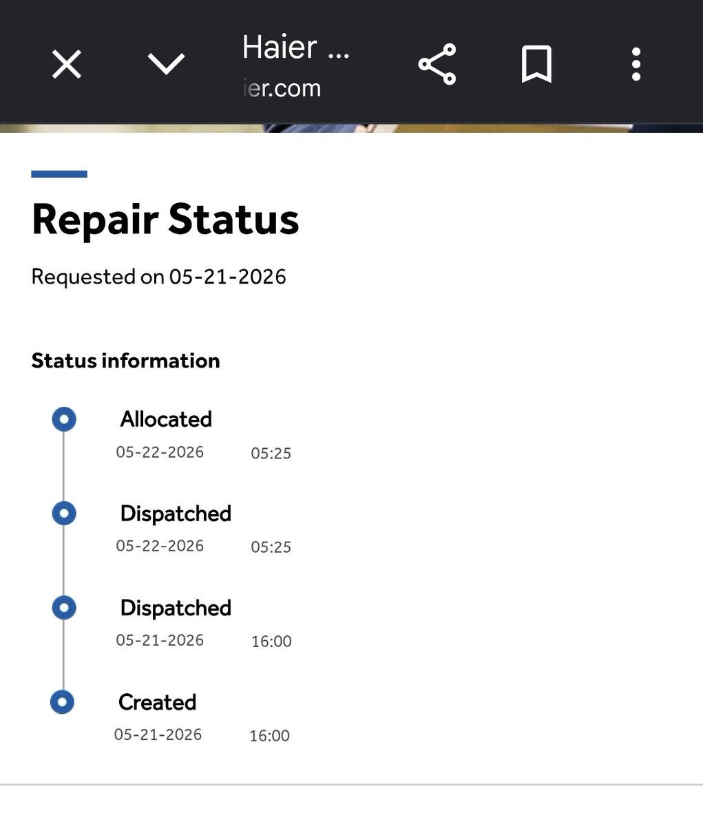 vineetproxy's tweet photo. @t_satheesh2005 Worse customer service. Multiple email and call to haier but no reponse https://t.co/yV5WOYjadH