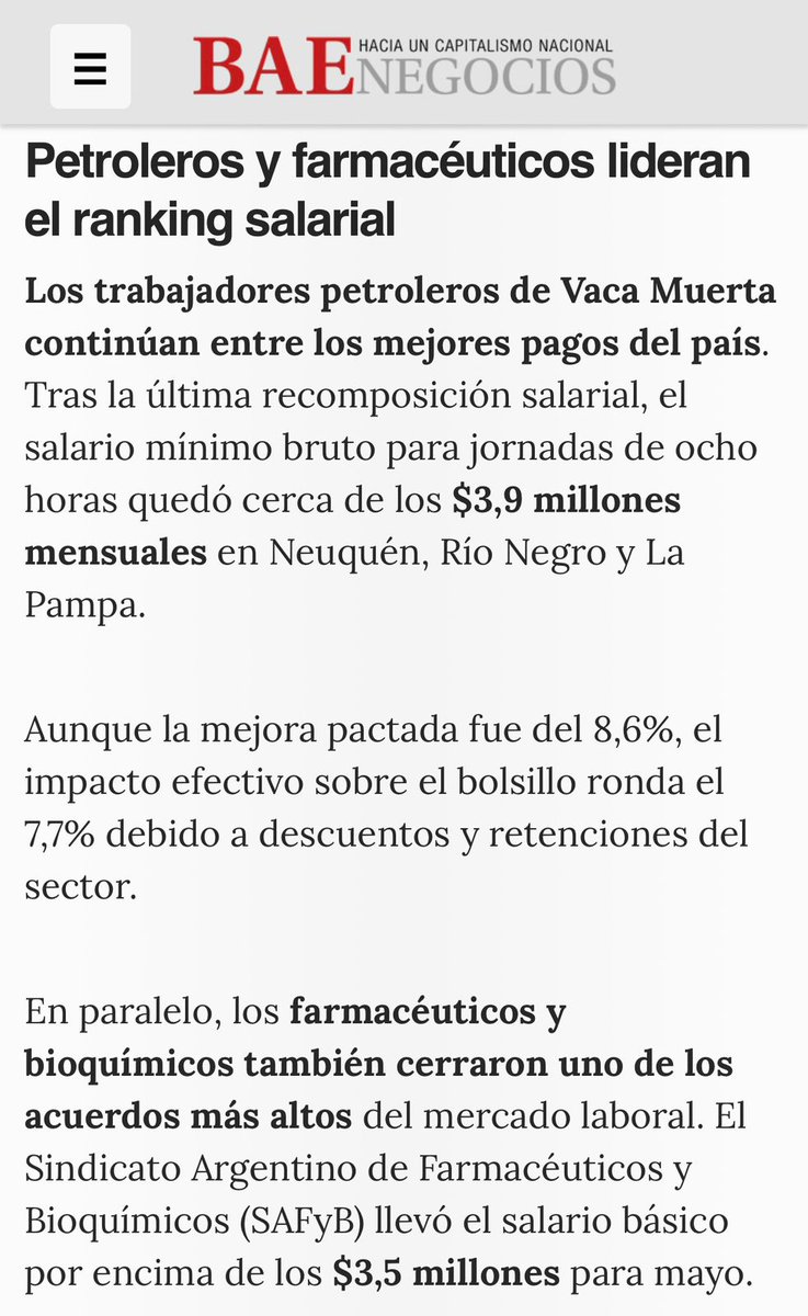 Safyb1's tweet photo. ✅✅ Según @BAENegocios  el Sindicato de Farmacéuticos y Bioquímicos CERRO LOS MEJORES SALARIOS DEL PAÍS ‼️‼️

SAFyB llevó el salario básico por encima de los $3,5 millones para mayo.

@MarceloPeretta
@SonidoGremial @SitioGremial

https://t.co/DA0EmM9var https://t.co/ur3oKSxcYE