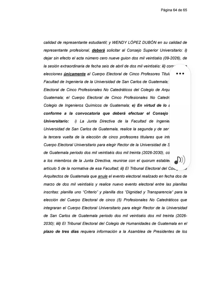 FerdyMontepeque's tweet photo. El fallo ordena a la comisión que dio por buena la continuidad de Mazariegos, pedir al CSU anular el acta que avaló el acto del 8 de abril y convocar a 3 procesos con anomalías en la primera etapa de las elecciones de rector de la Usac. https://t.co/osFFv6ZoX3