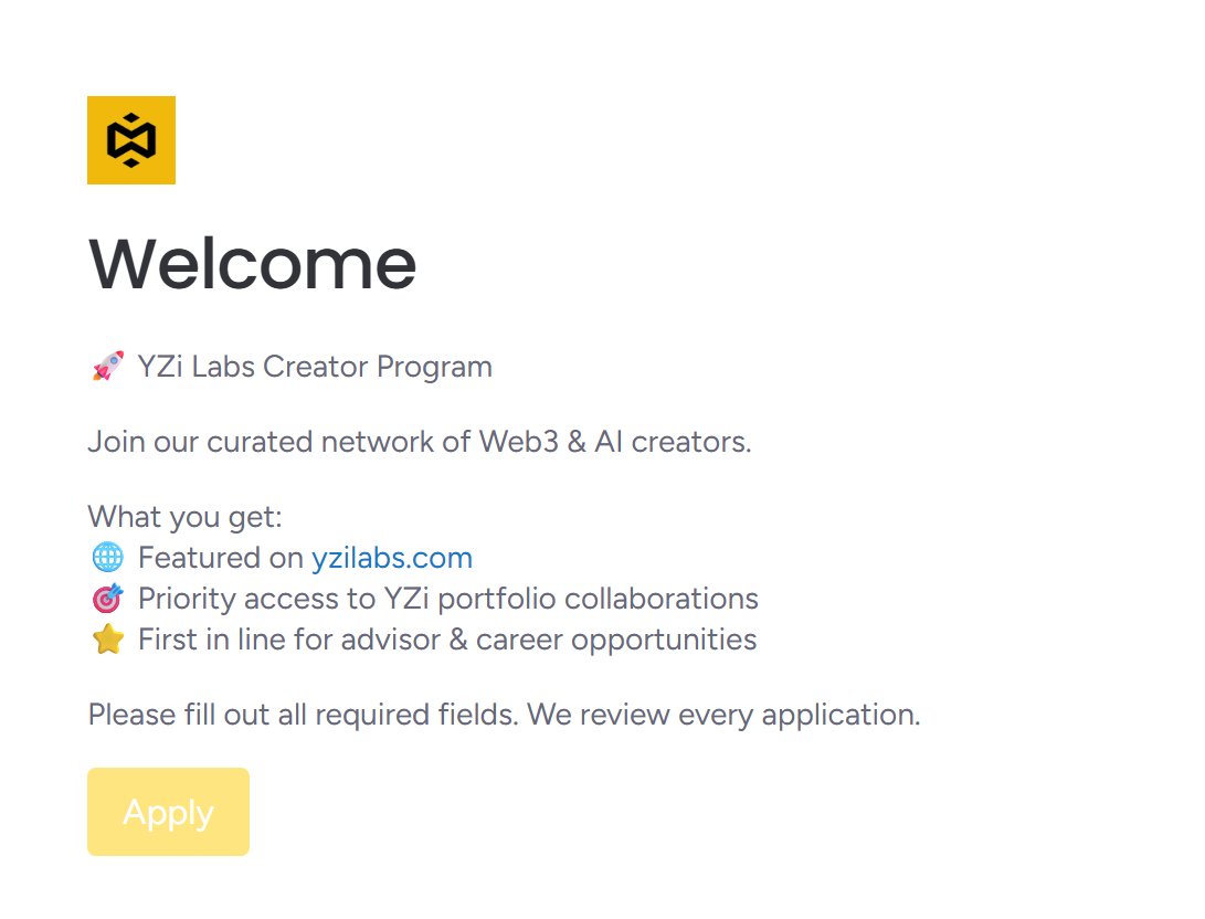 wang__god's tweet photo. 币安的投资机构Yzi Labs @yzilabs 的嘴撸创作者申请，如果能申请上，这就是钱啊。币圈顶流的投资机构，和优秀的人一起建设Web3。

申请链接：https://t.co/oWpNIANsjj https://t.co/XtaRMp5Igk