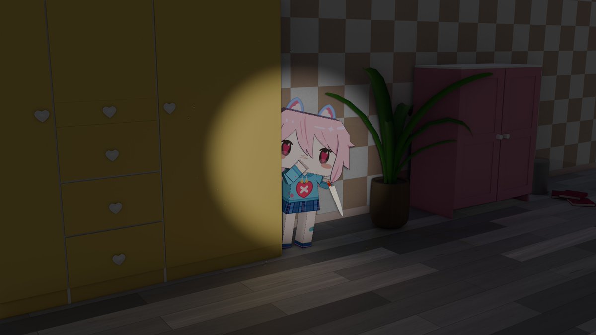 Xenvoir's tweet photo. Updated my banner. That little gremlin went from hiding in plain sight to creeping 'round the closet... still with that darn KNIFE. 🔪
-
Like stated in my bio: all is made by me except the lil' gremlin's texture. That's made by AlterStaff. #AI2U #Blender #LearningBlender https://t.co/ebHrOIMzsj