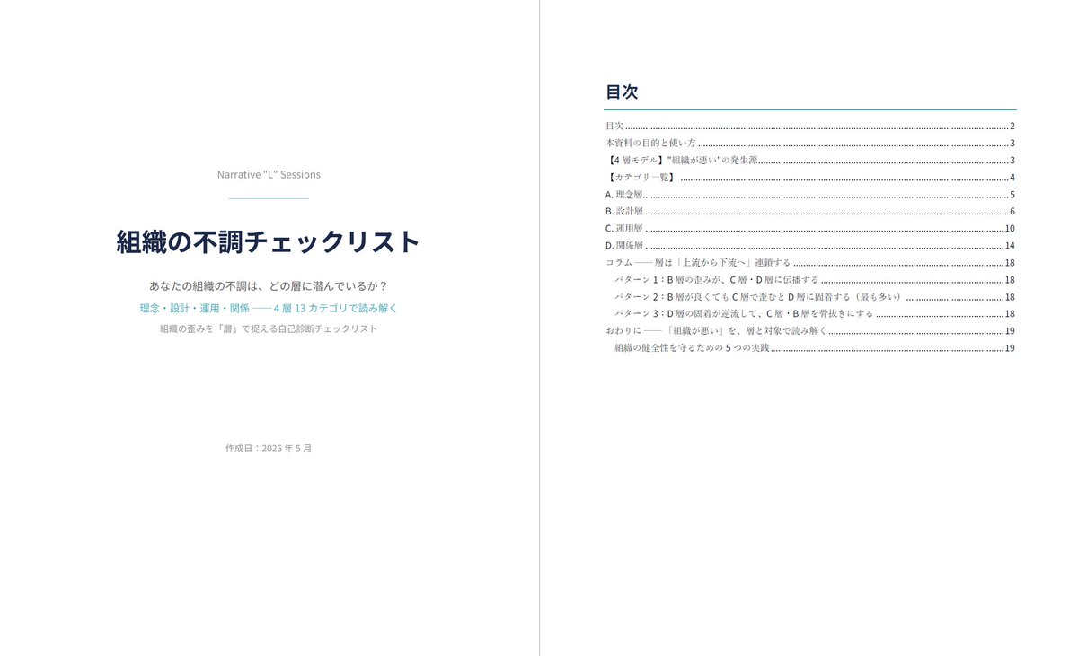 Astroid_HCM's tweet photo. 参加者特典として、「理念層」「設計層」「運用層」「関係層」の4 層13カテゴリで読み解く「組織の不調チェックリスト」をプレゼントします🎁

参加申し込みはコチラから 
https://t.co/6sP5LXv3ar