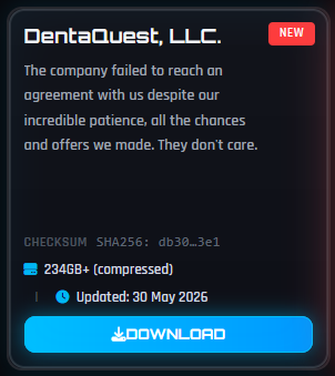 DarkWebInformer's tweet photo. ‼️🇺🇸 DentaQuest has had 234GB+ leaked on to ShinyHunters Pay or Leak Dark Web portal https://t.co/8xPnS2OXM1