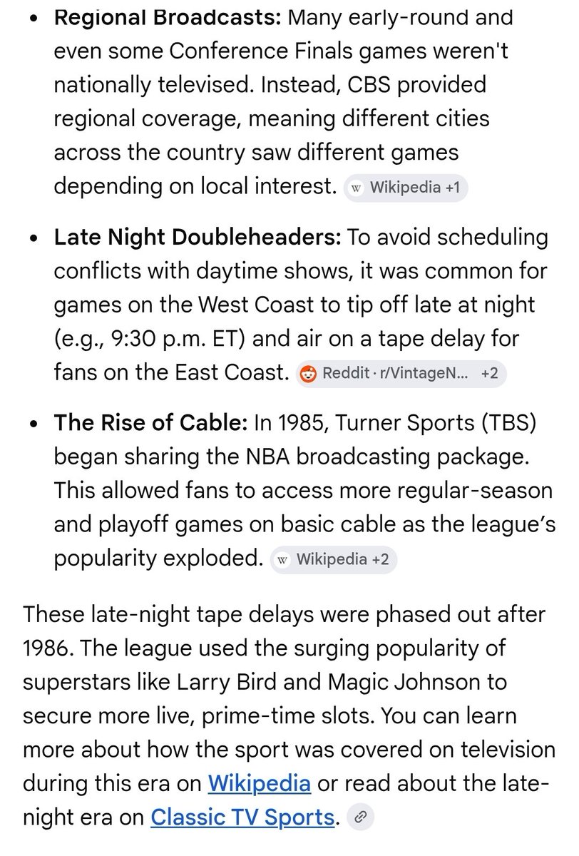 dnvrguy23's tweet photo. @GeecheePrince TBS read showing all games by 1985 and even before then you were able to see the game even if not live.  By 1986 it had exploded. So even if you missed Jordan's 1st playoff you dint only see 10% of his games. Just moronic https://t.co/fiP34jbsAe