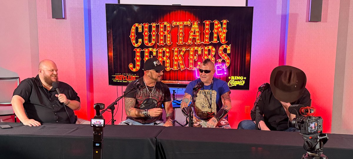 ringclassics's tweet photo. PG-13 is letting it rip at @RealJeffJarrett Asylum on Curtain Jerkers Live! https://t.co/2EpcikqxrV