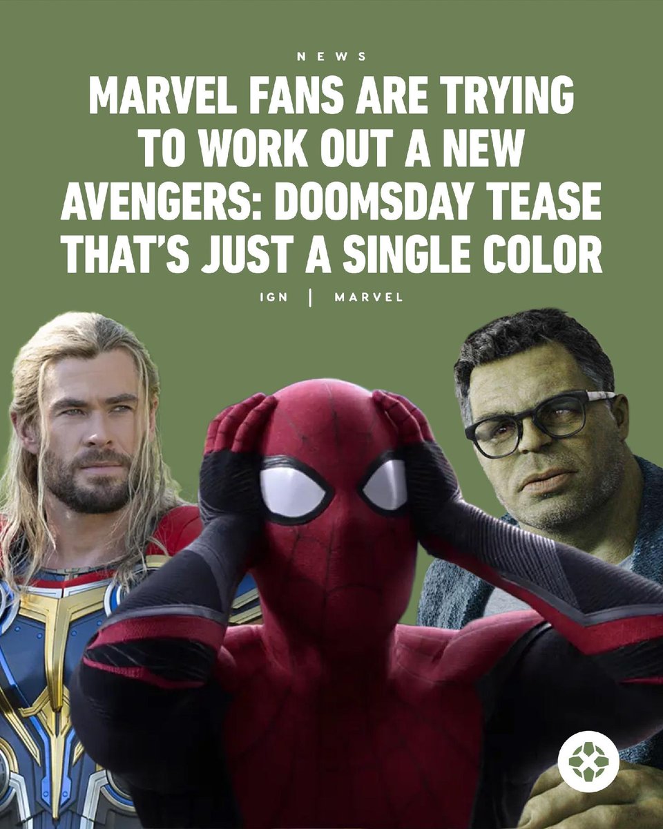 IGN_AU's tweet photo. Avengers: Doomsday directors Joe and Antony Russo have issued a fresh tease for their upcoming Marvel blockbuster: a plain green image. https://t.co/hbtPiDSxlt https://t.co/xMdkZv2uBG
