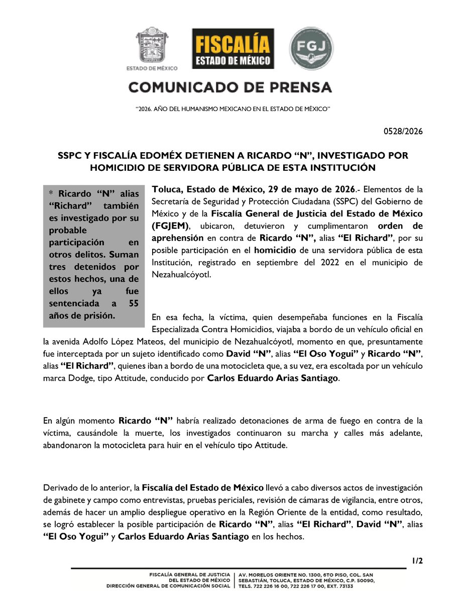 Fiscalía Edoméx tweet media