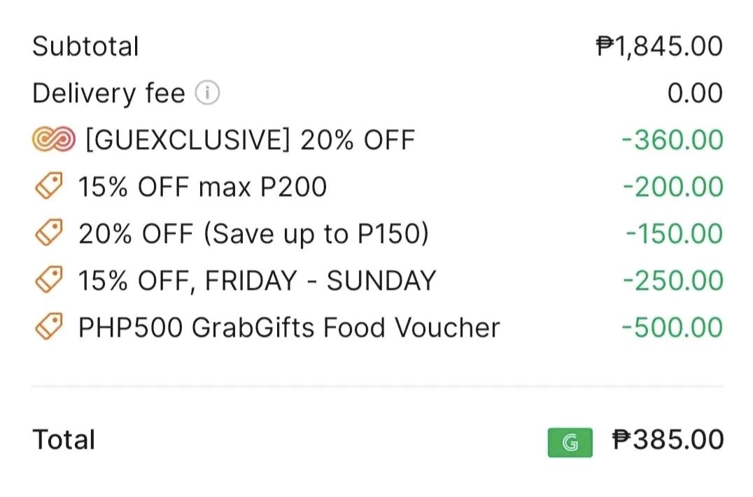heyitsnang2's tweet photo. Claim your GrabFood voucher now
Redeem Here: https://t.co/wjzvyx6BWm

✨Single Order (10am onwards)
✅️ ICECREAM 
✅ POWERUPGOHOST
✅POWERUP5STAR2
✅️ GRABSUMMER15 
✅️ FLASH150/GRABSUMMER 
✨ Group Order 
✅️ GRABSUMMER15
✅️ STACKME
✅️ FLASH150/GRABSUMMER

#GrabFoodCodes https://t.co/FKHxWKDTeW