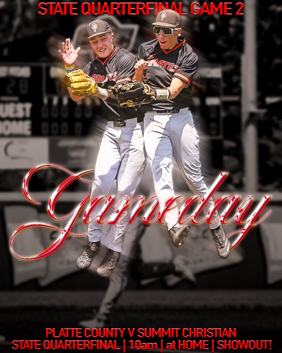 SportsPchs's tweet photo. GAME DAY! Good luck PCHS Baseball!

State Quarterfinal - Game 2
5.30.26
10AM @ Home
VS Summit Christian

Graphic created by Owen Bane, PCHS Sports Marketing Student https://t.co/4c4OrmsWTA