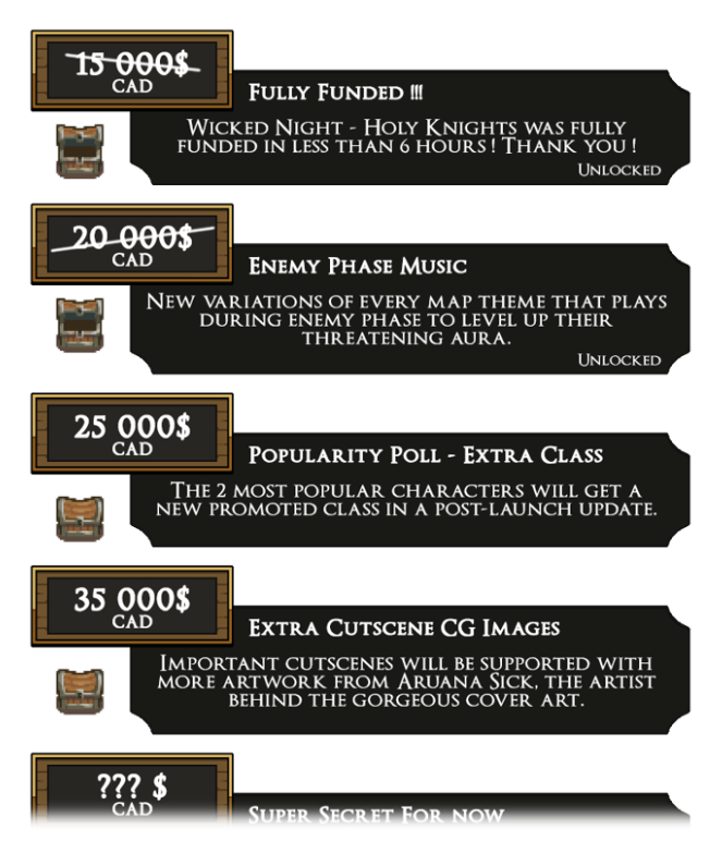 WickedNightGame's tweet photo. We have secured our first stretch goal! A huge thank you to everyone who have supported Wicked Night - Holy Knights so far!

Our next goal is to secure a popularity poll to unlock more promoted classes as a free update for everyone! Who would you vote for?

#indiegame #srpg https://t.co/JoM1YfIlyd