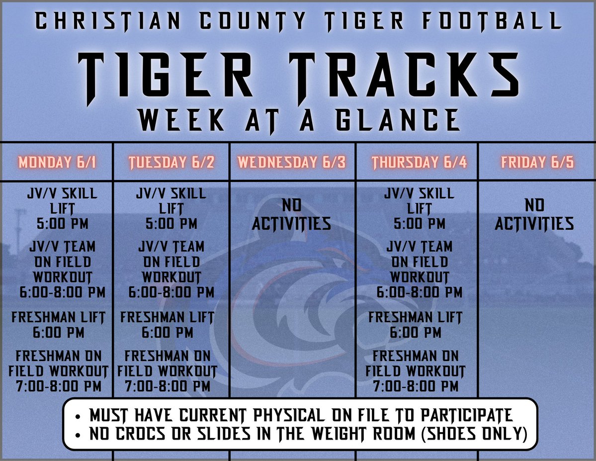County_TigerFB's tweet photo. Take a look at what’s going on this week with our Tiger Football Team

#LeaveYourMark https://t.co/TVTbo3cPkN